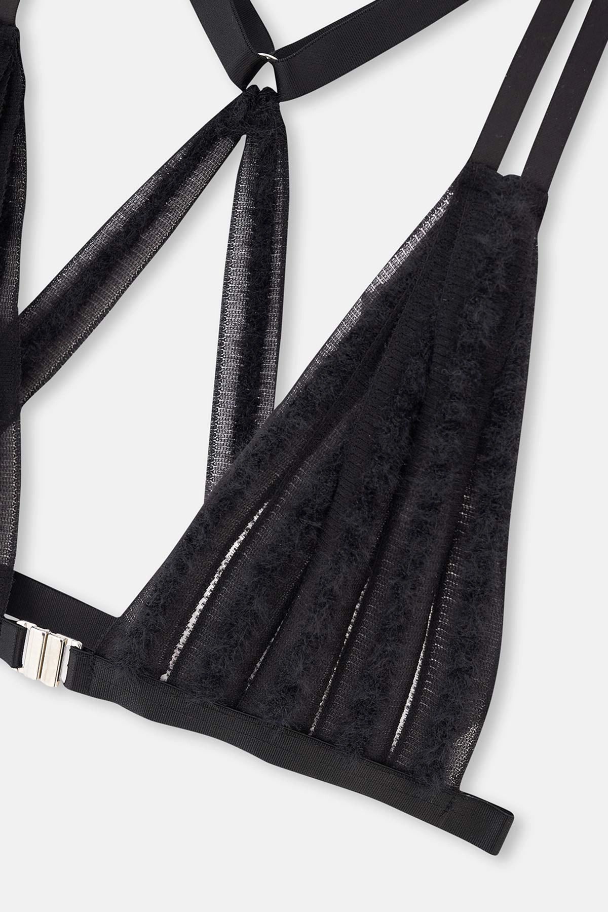 Siyah Tül Detaylı Bralet