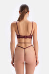 Bordo Aksesuar Detaylı Dantelli Push-Up Sütyen