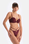 Bordo Aksesuar Detaylı Dantelli Push-Up Sütyen