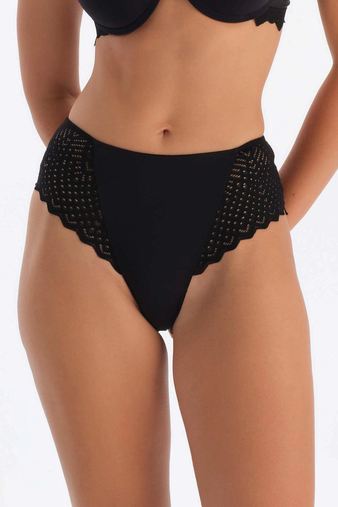 Siyah Dantel Detaylı Premıum Basıc Brıef Külot