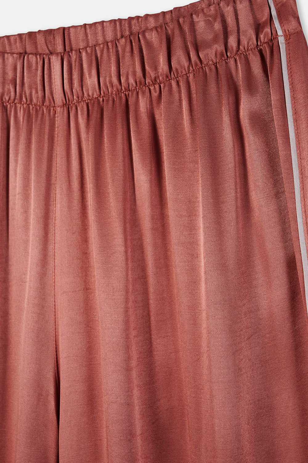 Kiremit Biye Detaylı Saten Pantolon Pijama Altı