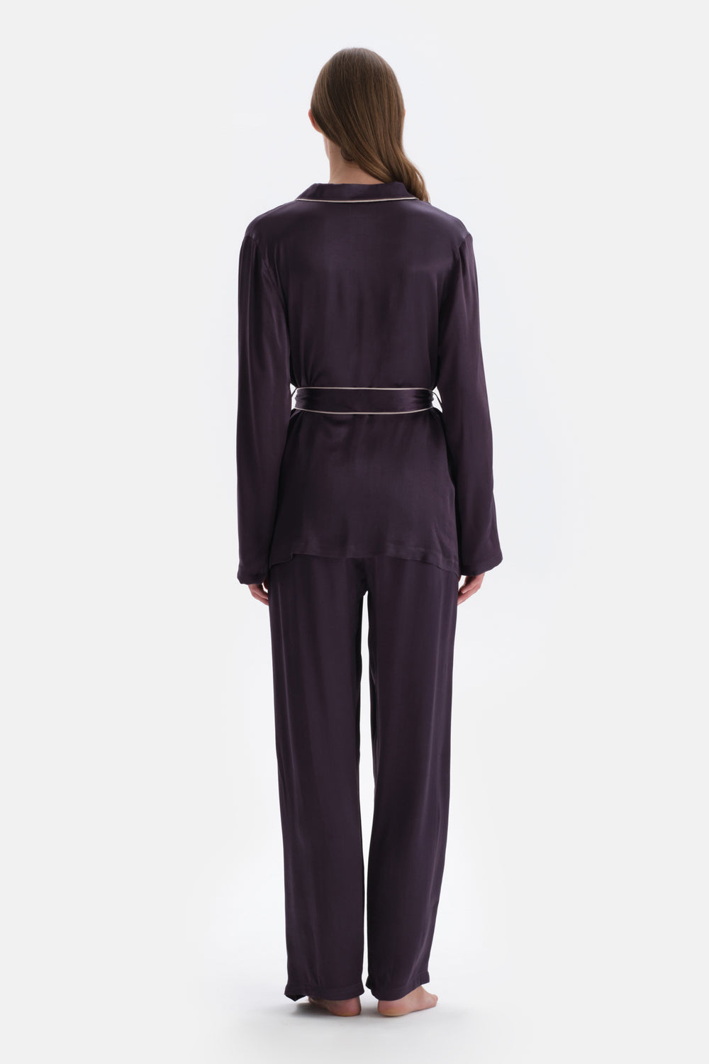 Mor Saten Pantolon Pijama Altı