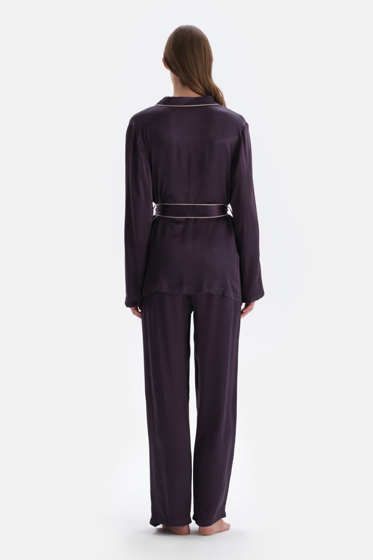 Mor Saten Pantolon Pijama Altı