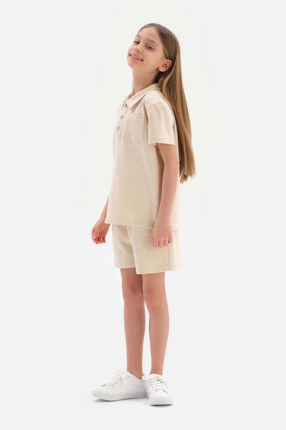 Bej Doğal Renkli Iki Iplik Unısex Şort