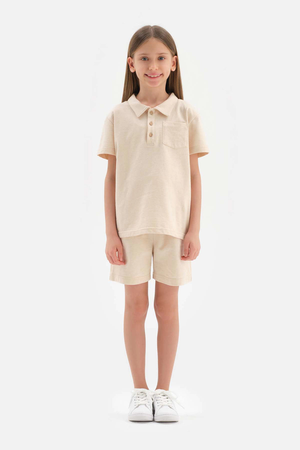 Bej Doğal Renkli Iki Iplik Unısex Şort