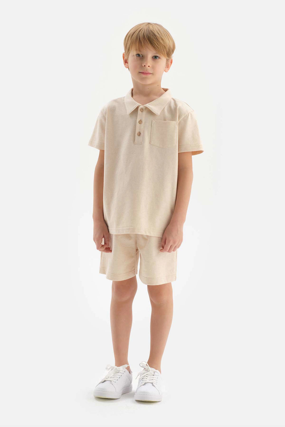 Bej Doğal Renkli Iki Iplik Unısex Şort