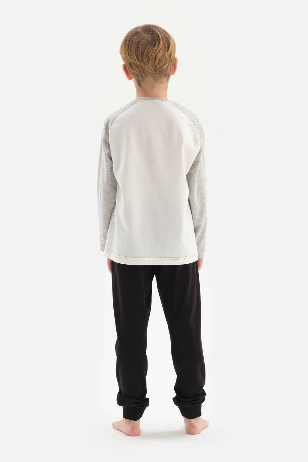 Gri Erkek Çocuk Baskılı Jogger Paça Pijama Takımı