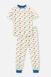 Ekru Erkek Çocuk Lisanslı Metraj Baskılı Pijama Takımı
