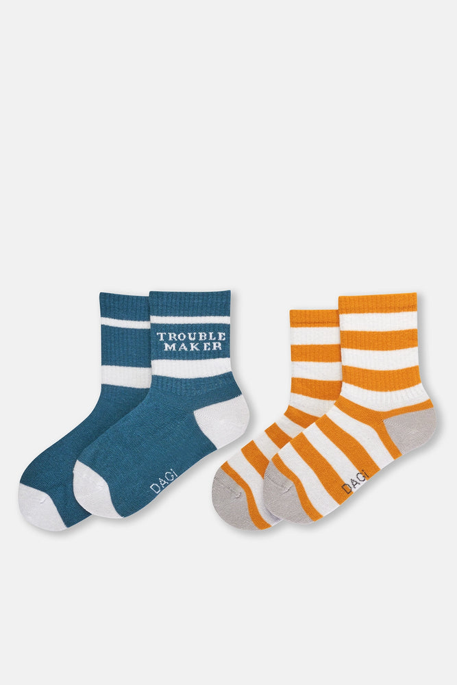 Petrol Erkek Çocuk Trouble Maker Çorap 2'Li