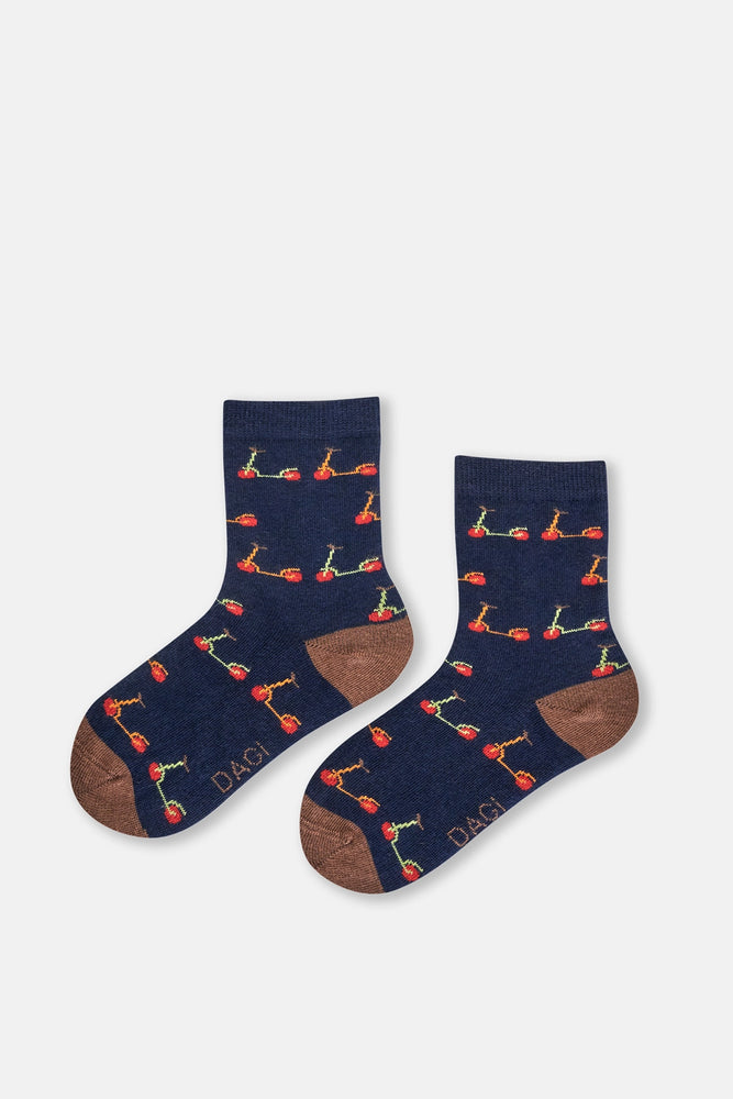 Lacivert Erkek Çocuk Scooter Desenli Çorap
