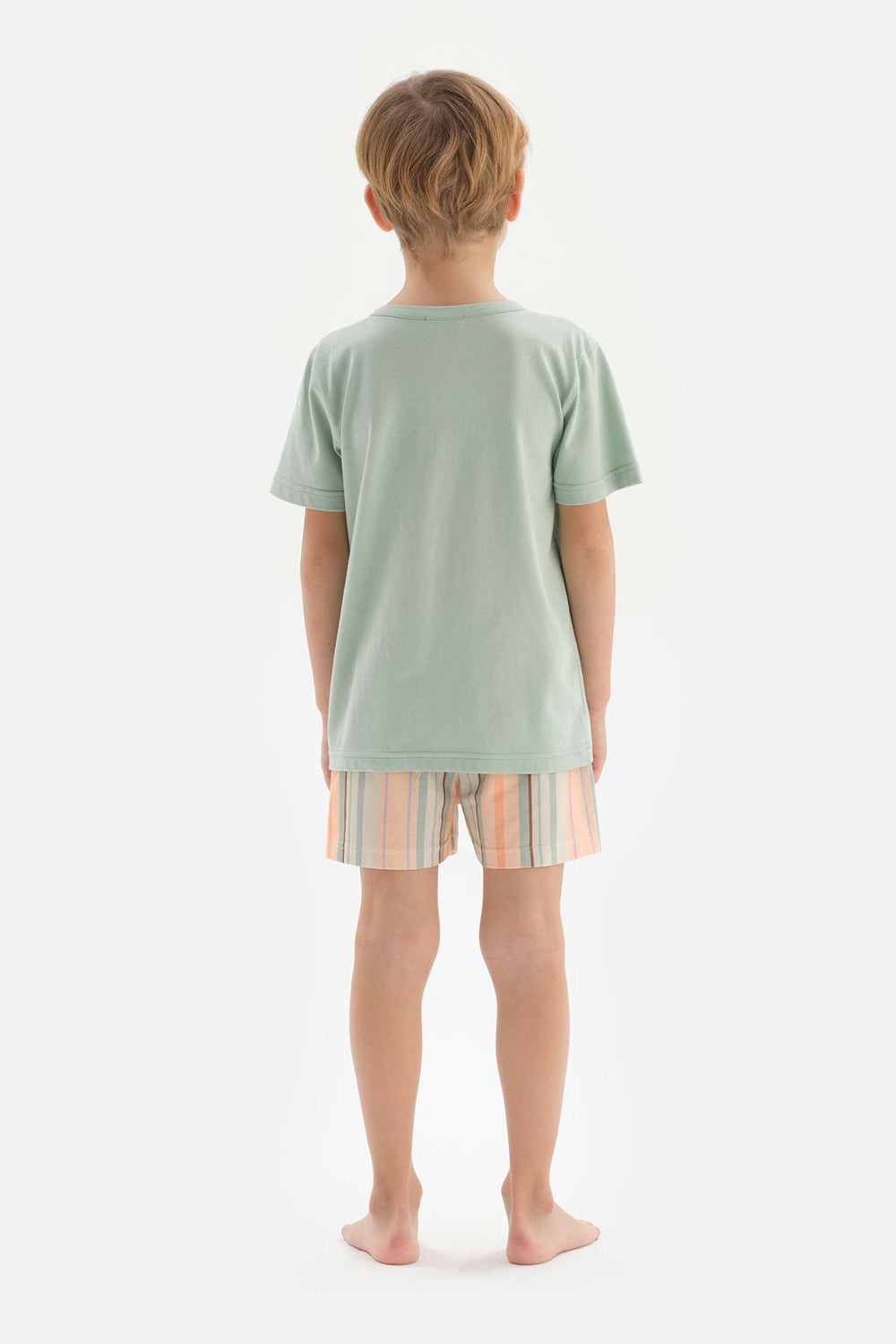 Mint Yarım Patlı Nakış Detaylı Tişört Şort Pijama Takımı