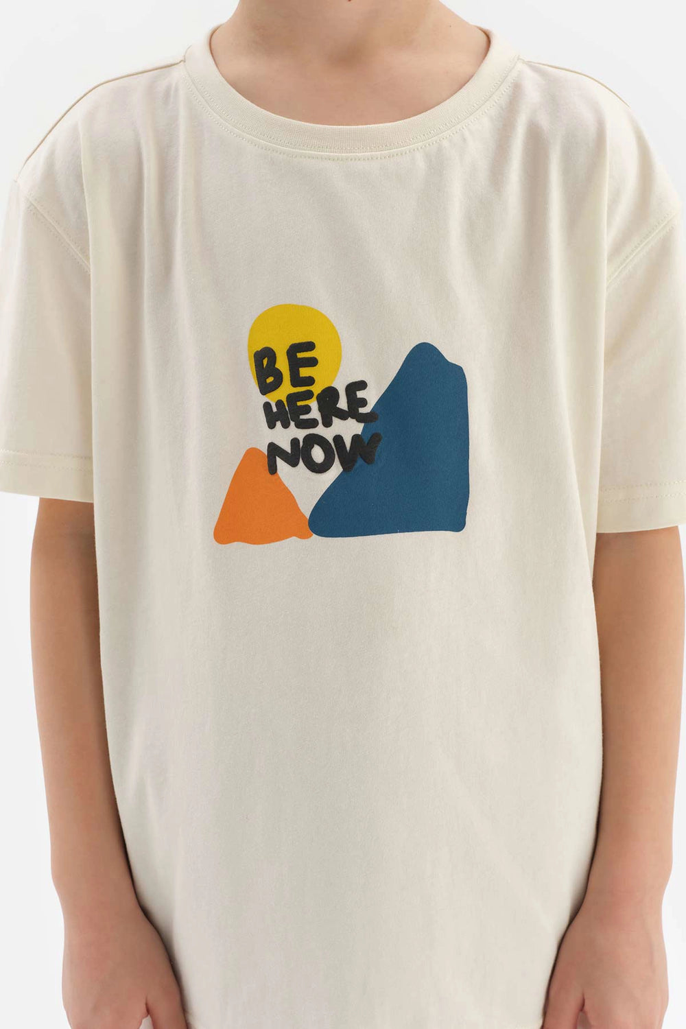 Ekru Erkek Çocuk Slogan Baskılı Kısa Kol Şortlu Pijama Takımı