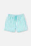 Yeşil-Beyaz Çizgili Deniz Şortu