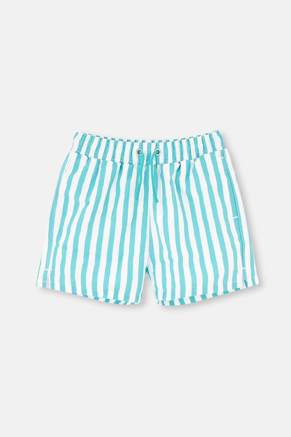 Yeşil-Beyaz Çizgili Deniz Şortu
