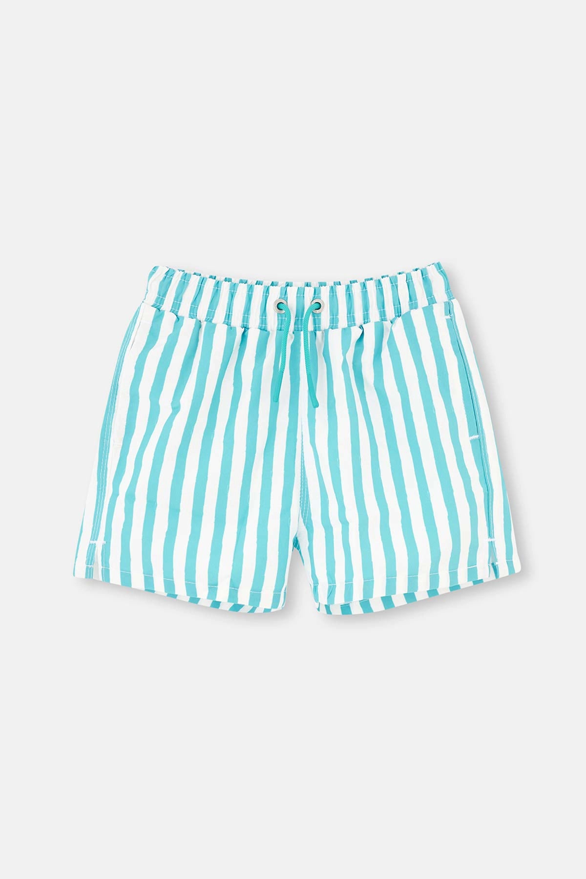 Yeşil-Beyaz Çizgili Deniz Şortu