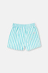 Yeşil-Beyaz Çizgili Deniz Şortu