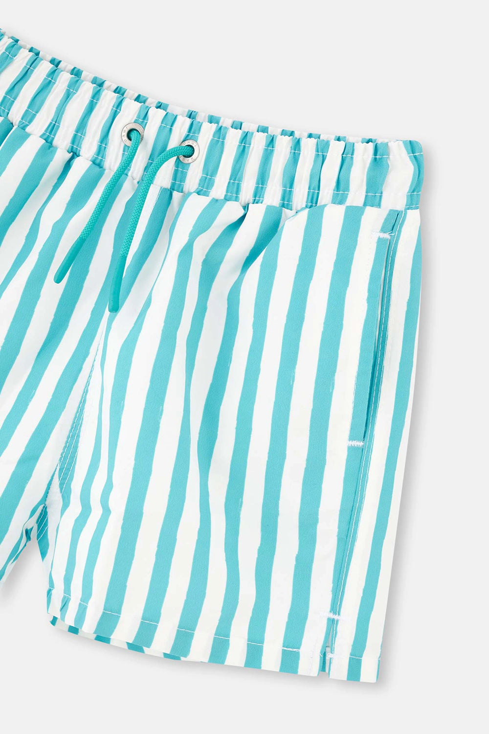 Yeşil-Beyaz Çizgili Deniz Şortu