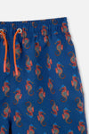 Lacivert Deniz Atı Desenli Kısa Şort