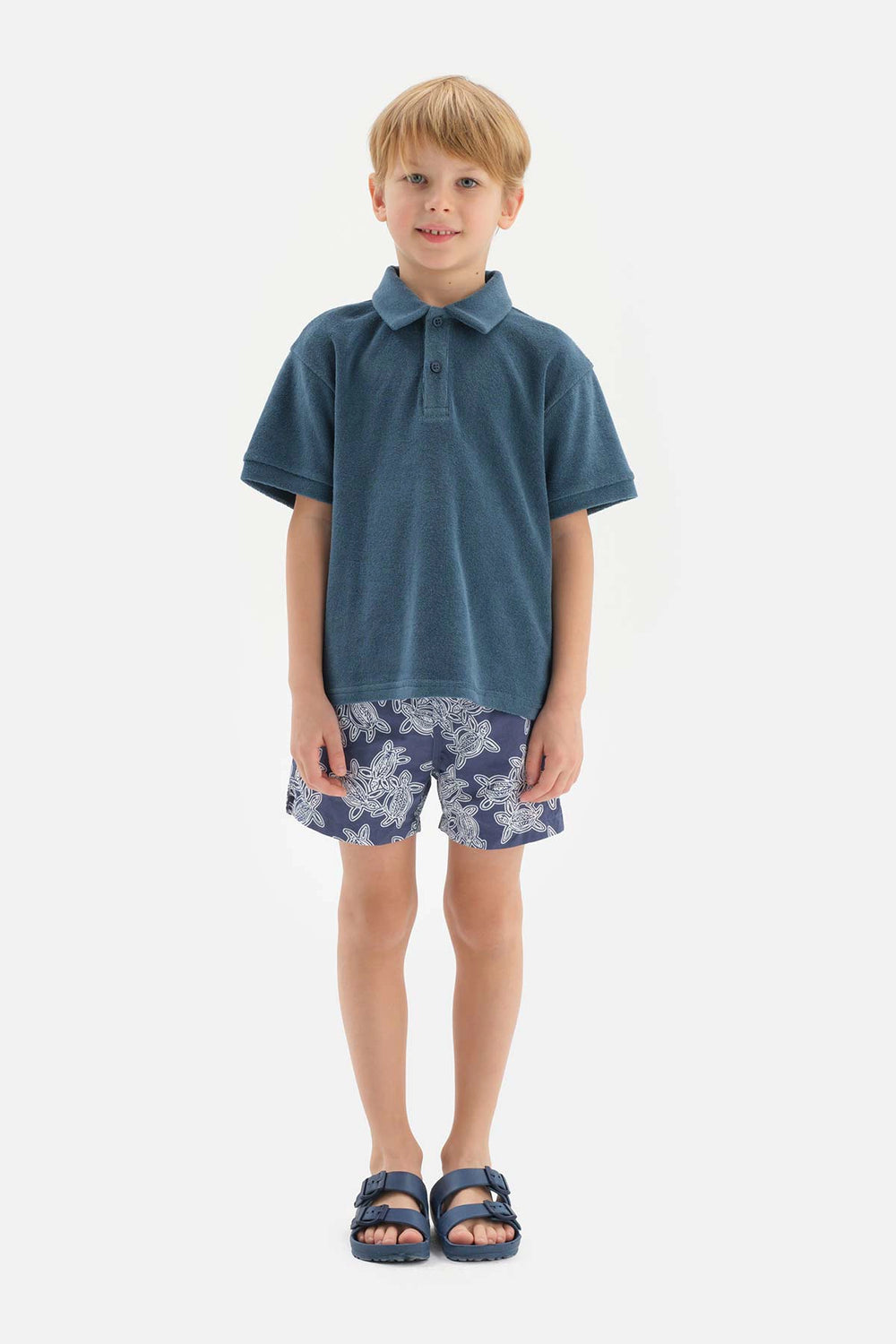 Indigo Caretta Desenli Orta Deniz Şortu