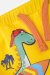 Sarı Erkek Çocuk Dinazor Baskılı Deniz Şortu