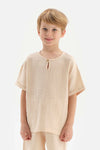 Bej Erkek Çocuk Müslin Tişört