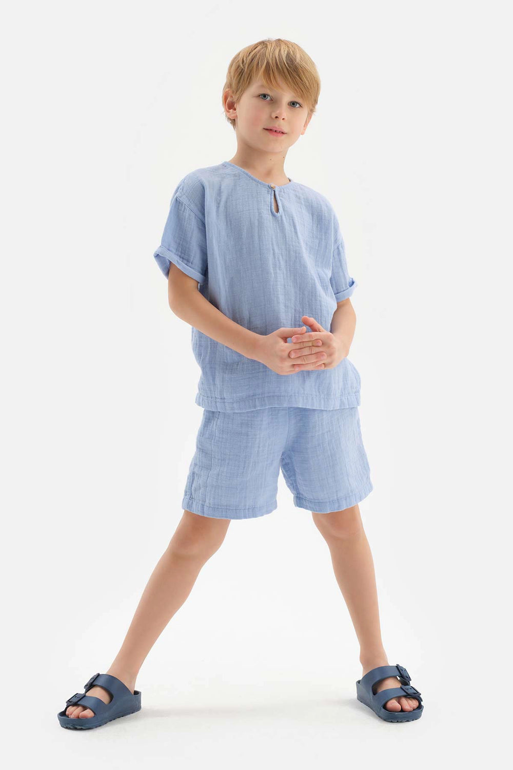 Mavi Erkek Çocuk Müslin Tişört