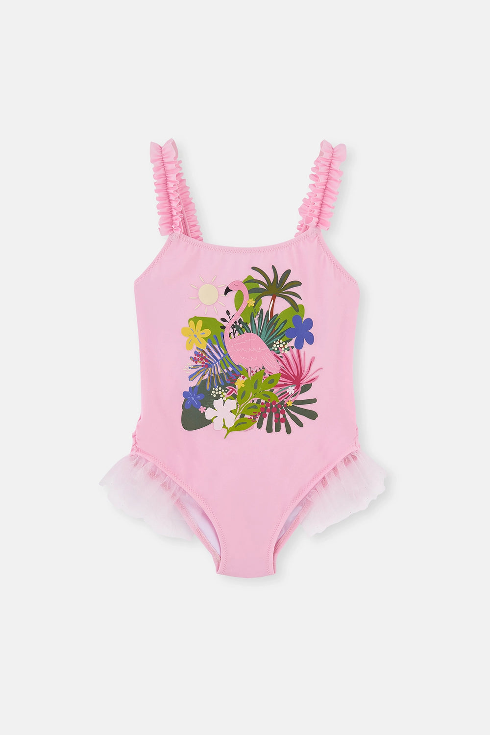 Pembe Kız Çocuk Flamingo Baskılı Mayo