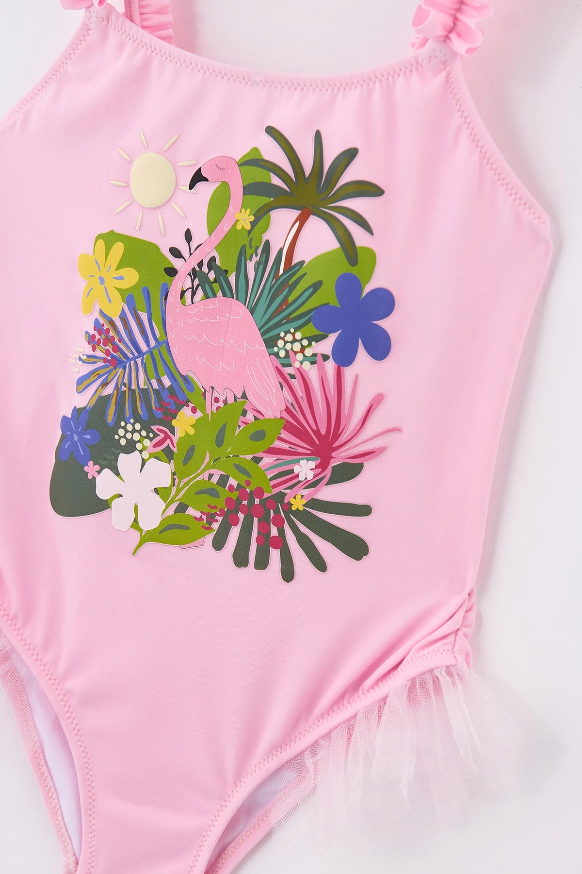 Pembe Kız Çocuk Flamingo Baskılı Mayo