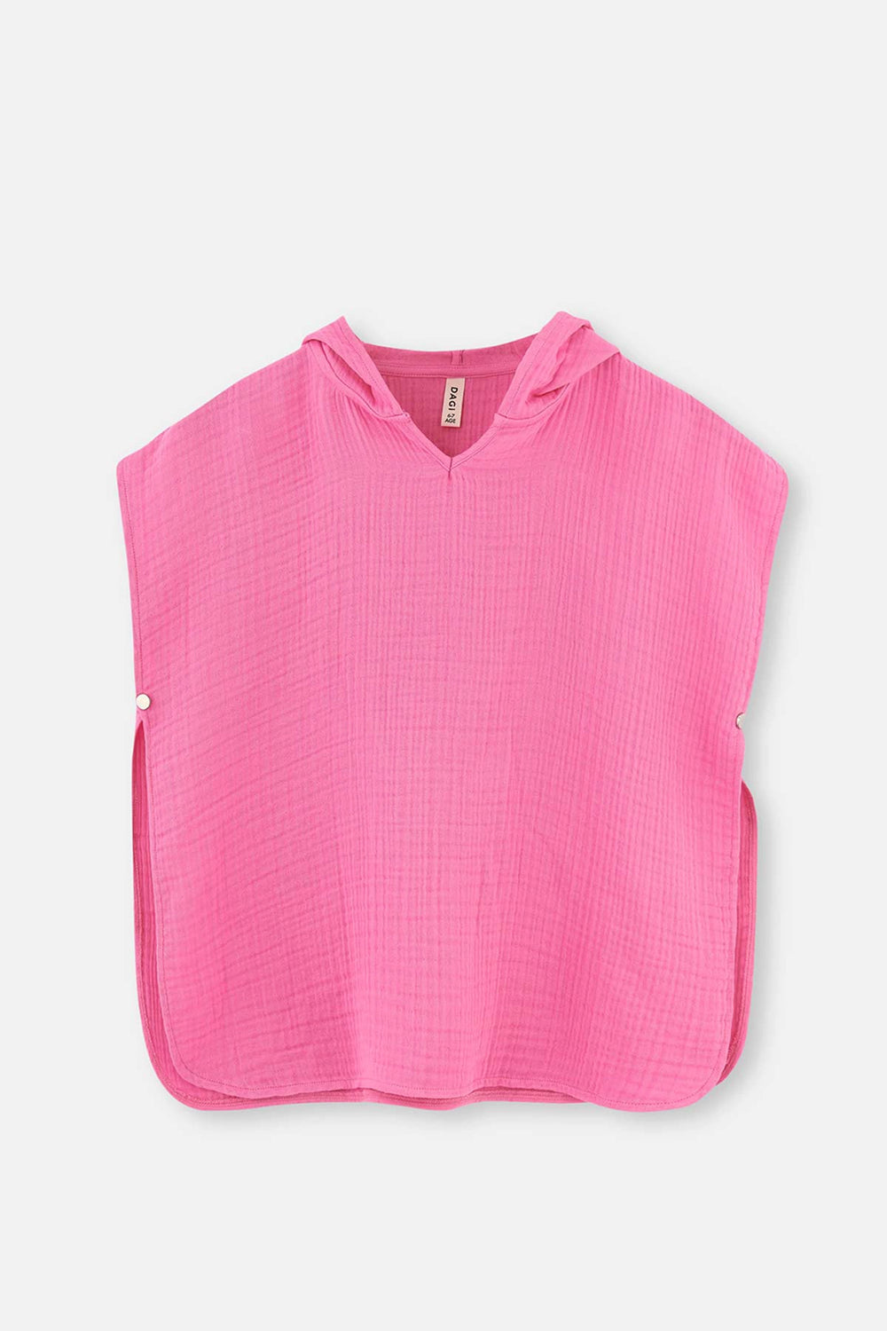 Pembe Kız Çocuk Müslin Kapüşonlu Panço