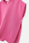Pembe Kız Çocuk Müslin Kapüşonlu Panço