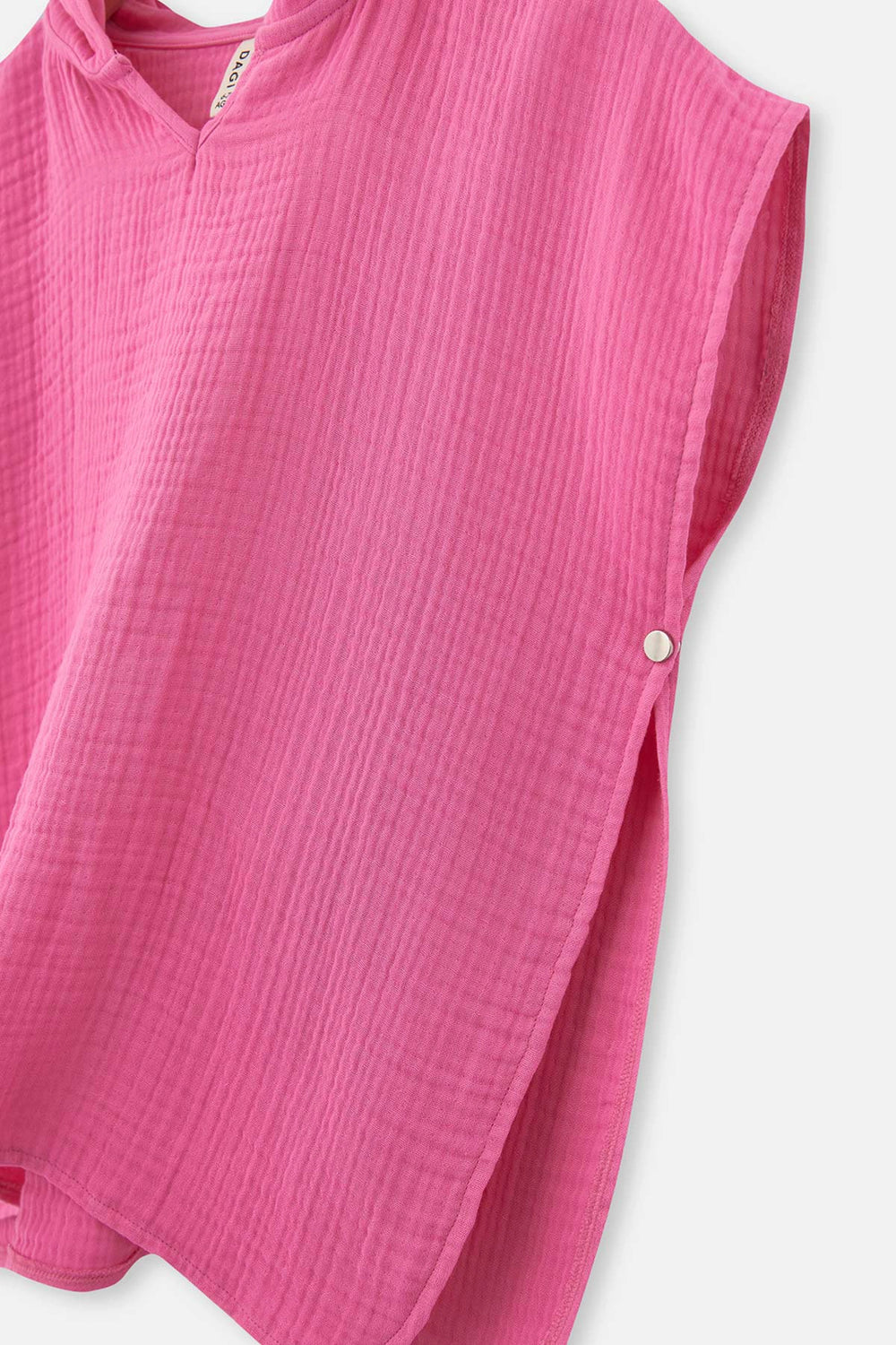 Pembe Kız Çocuk Müslin Kapüşonlu Panço