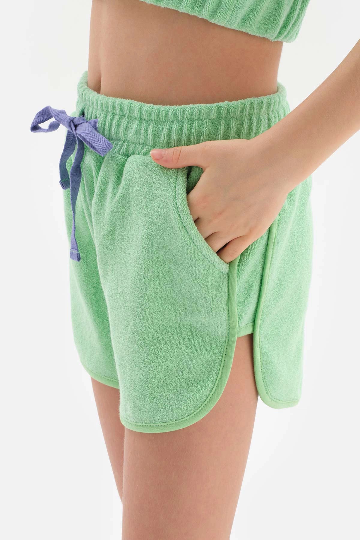 Yeşil Kız Çocuk Havlu Şort