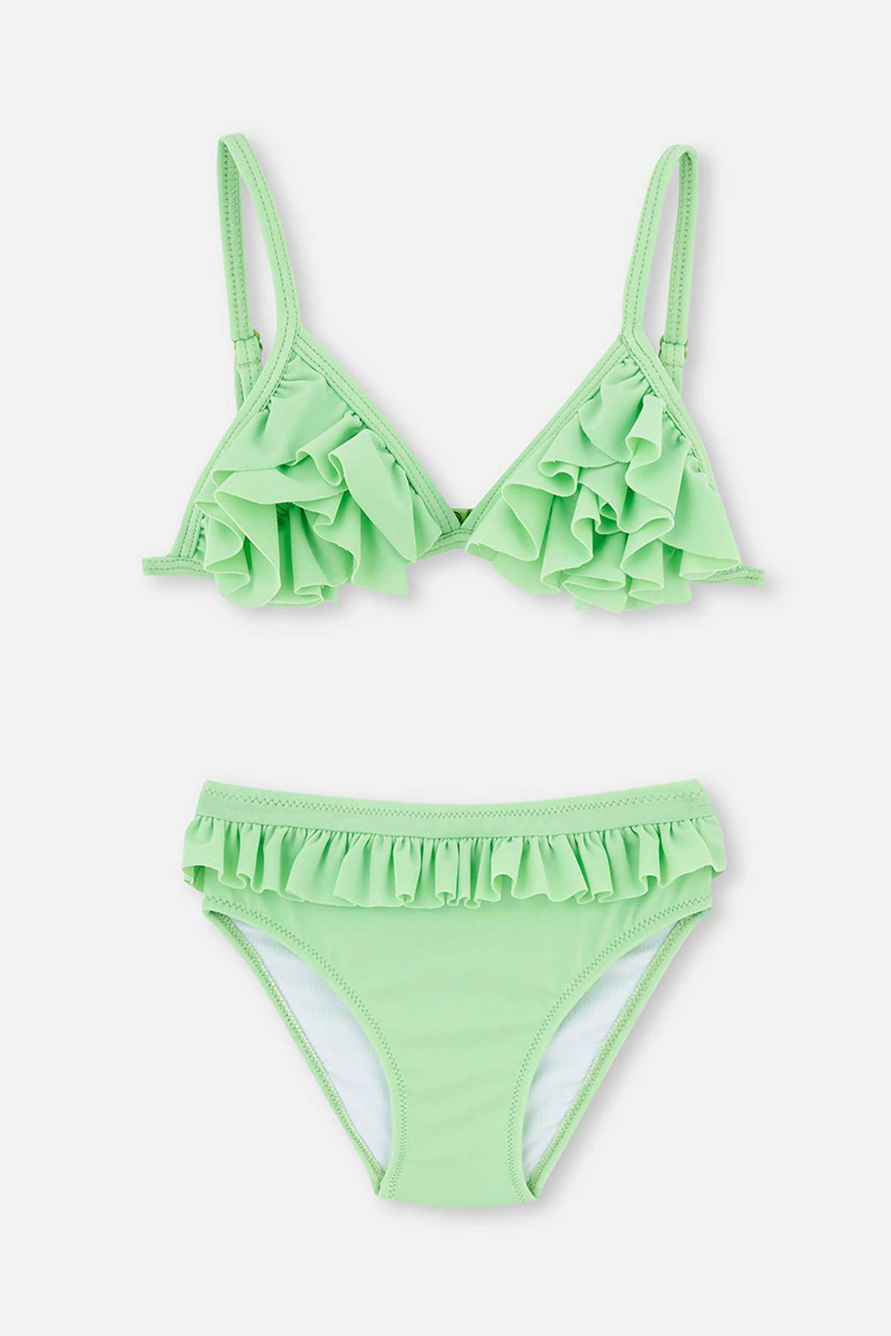 Yeşil Kız Çocuk Fırfırlı Bikini Takımı