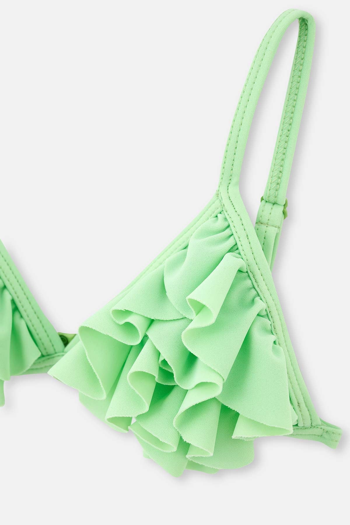 Yeşil Kız Çocuk Fırfırlı Bikini Takımı