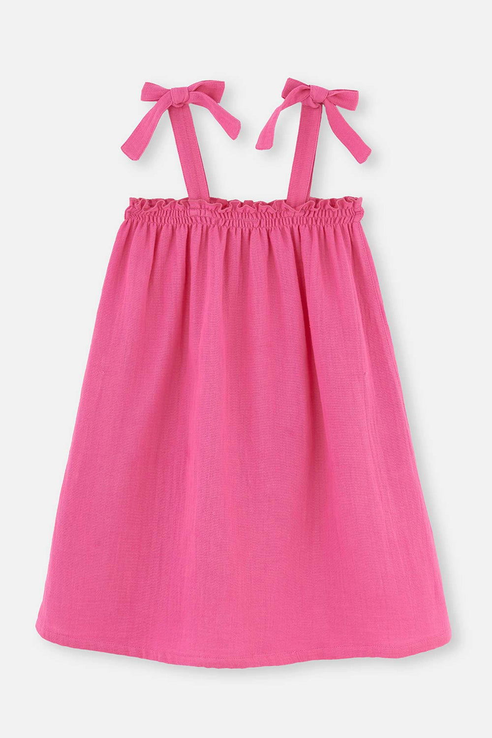 Fuşya Kız Çocuk Müslin Askılı Elbise
