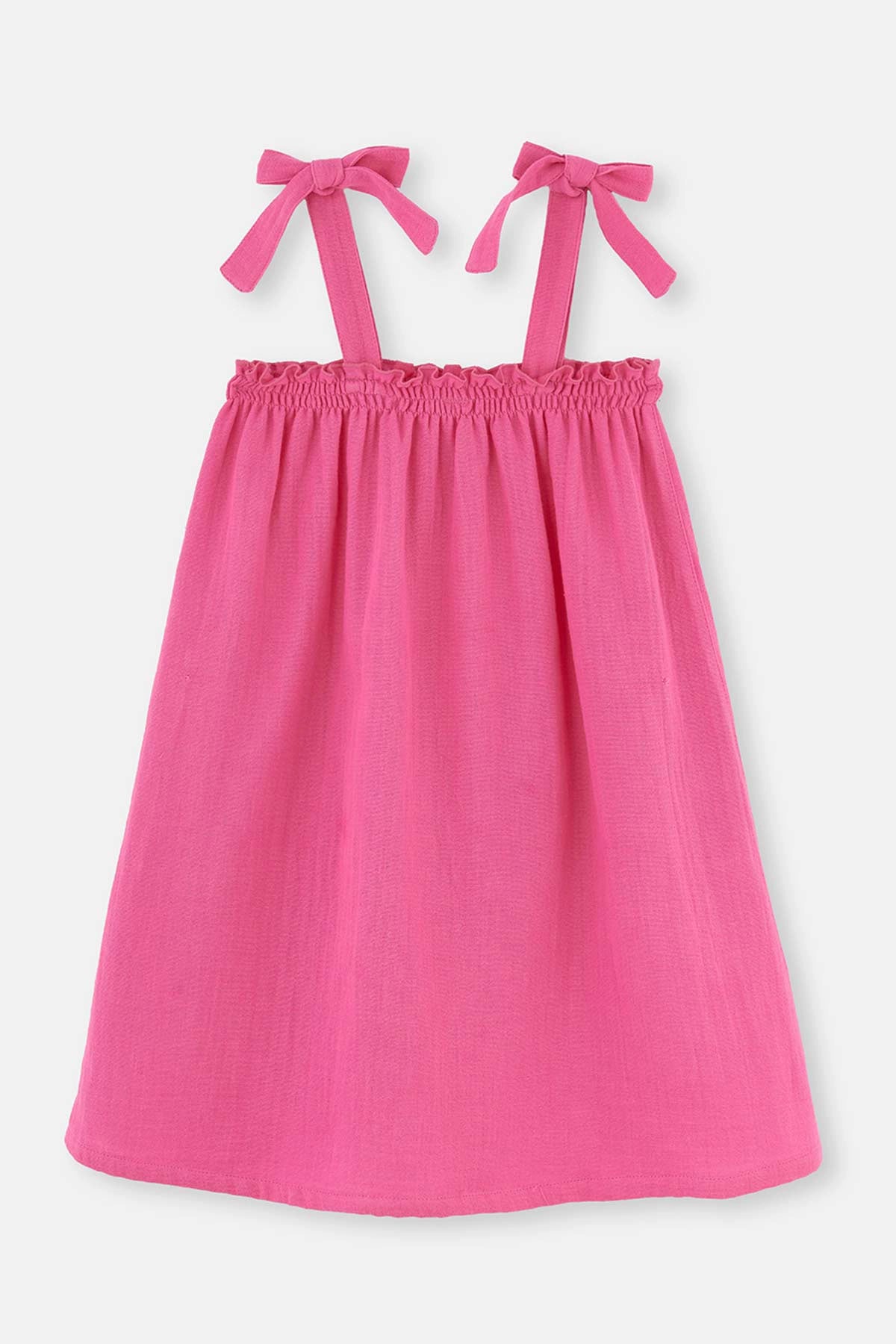 Fuşya Kız Çocuk Müslin Askılı Elbise
