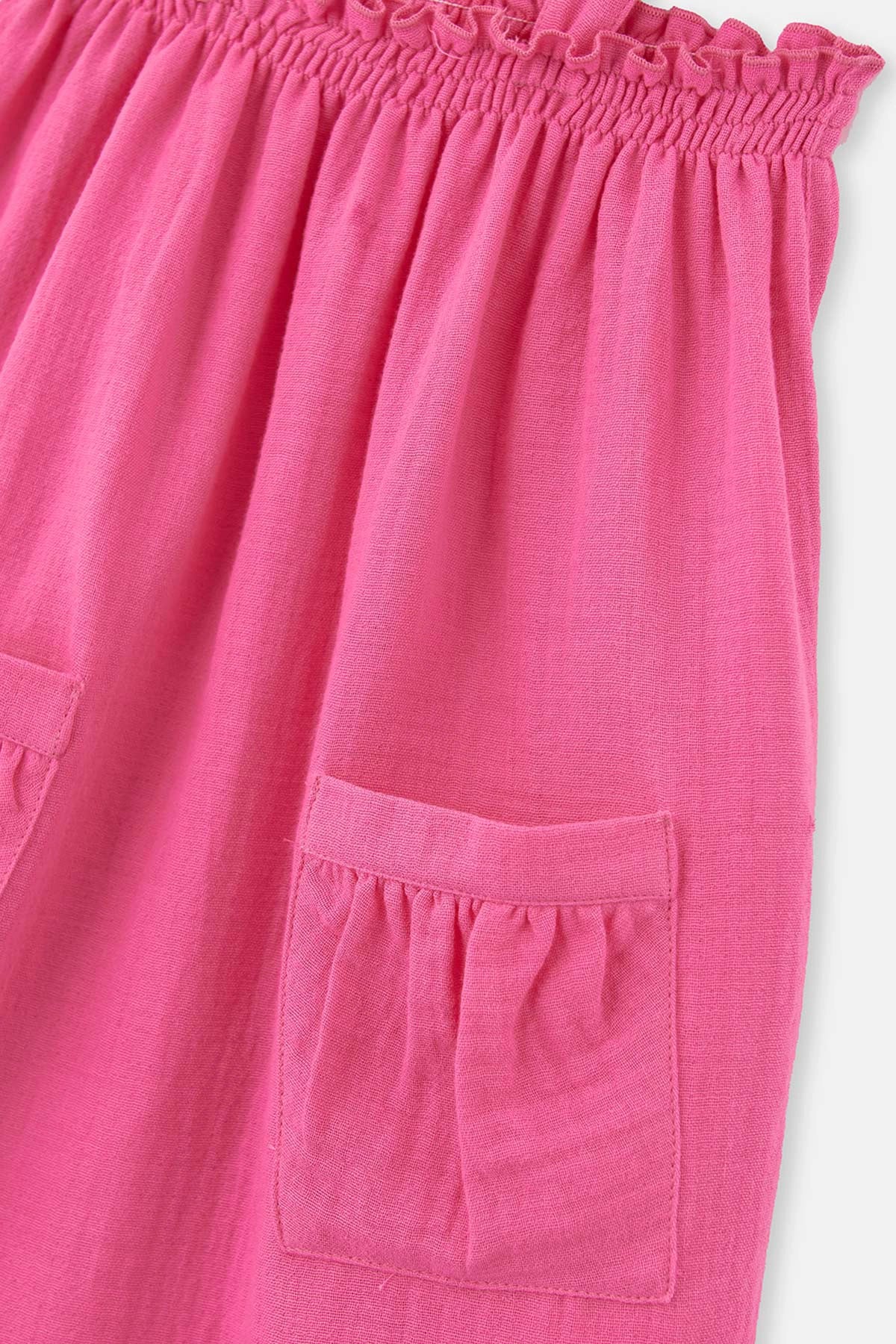 Fuşya Kız Çocuk Müslin Askılı Elbise