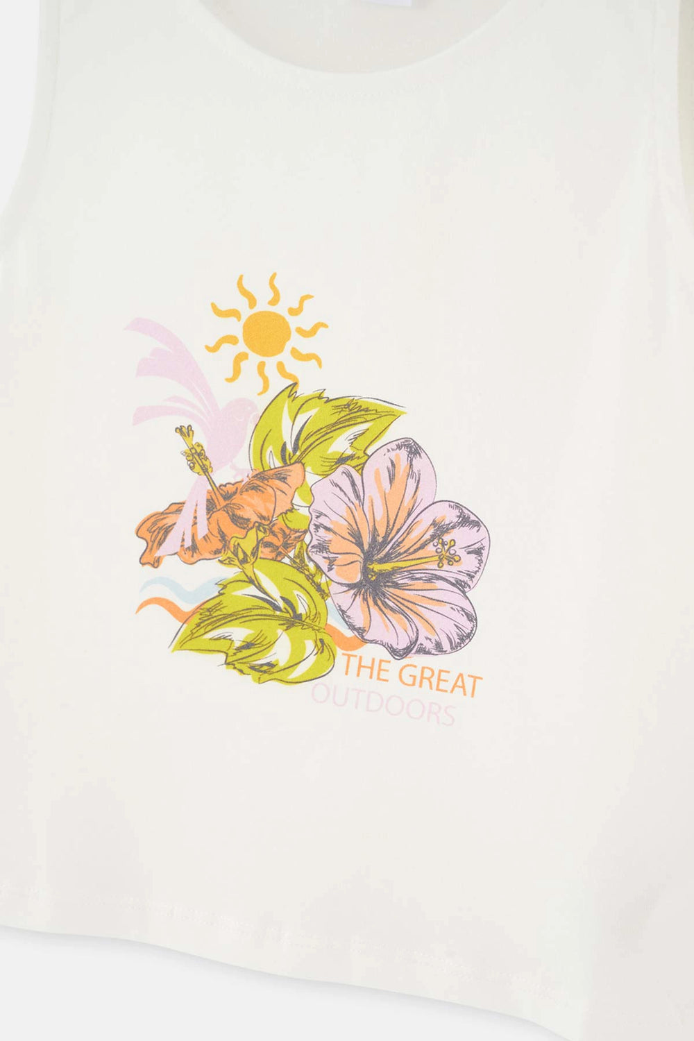 Beyaz Çiçek Desenli Örme Atlet Şort Pijama Takımı