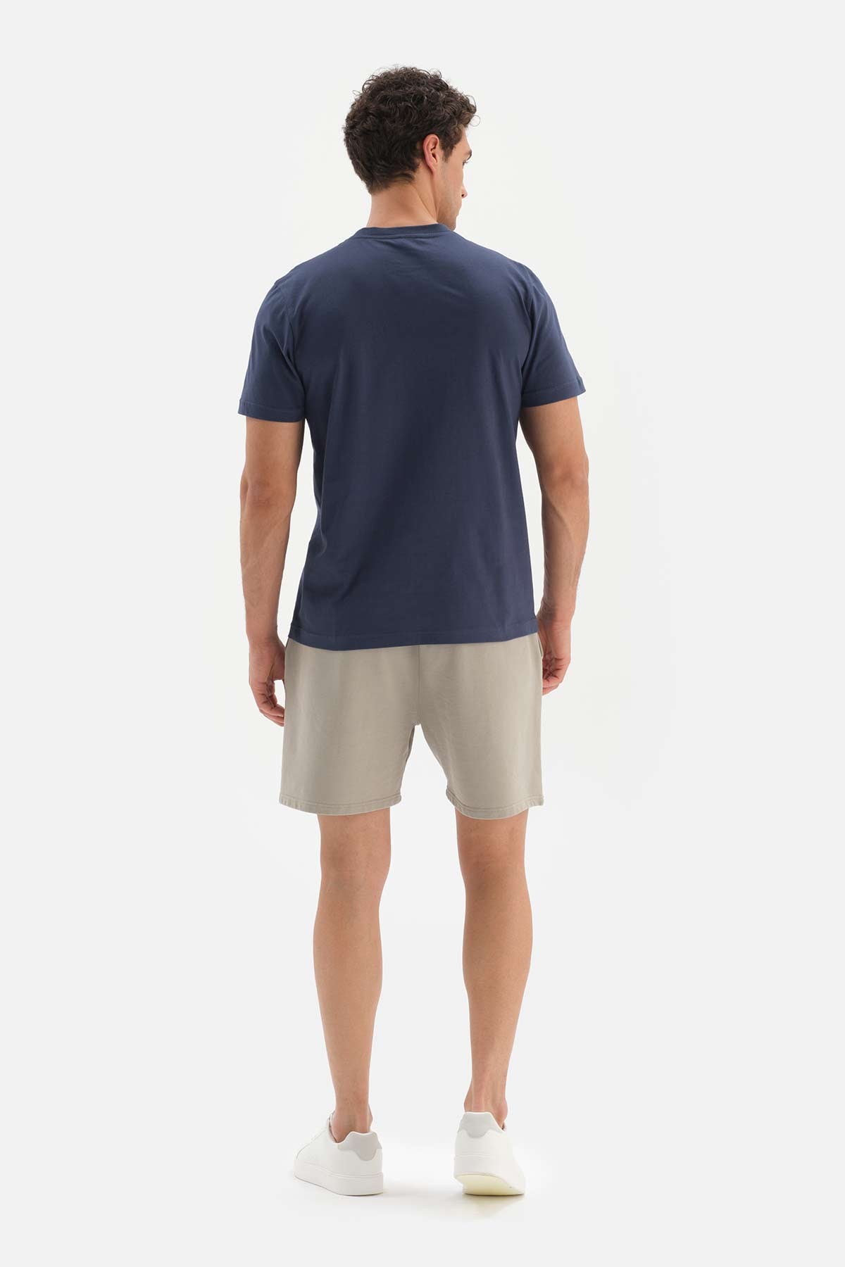 Lacivert Bisiklet Yaka Supima Pamuklu Kısa Kol T-Shirt