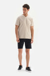 Bej V Yaka Basic Supima T-Shirt