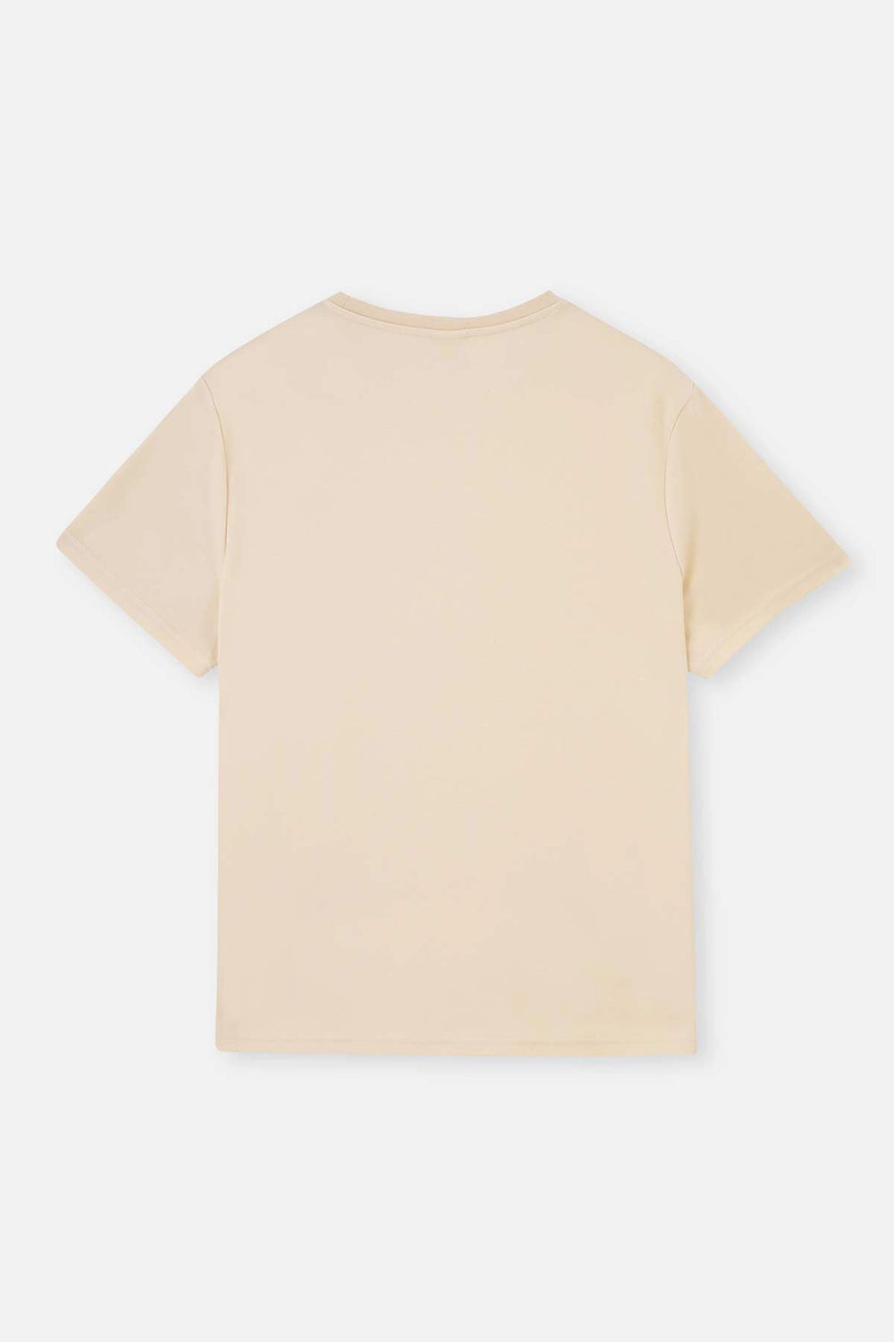 Ekru Bisiklet Yaka Interlok Pamuklu Kısa Kollu Tişört