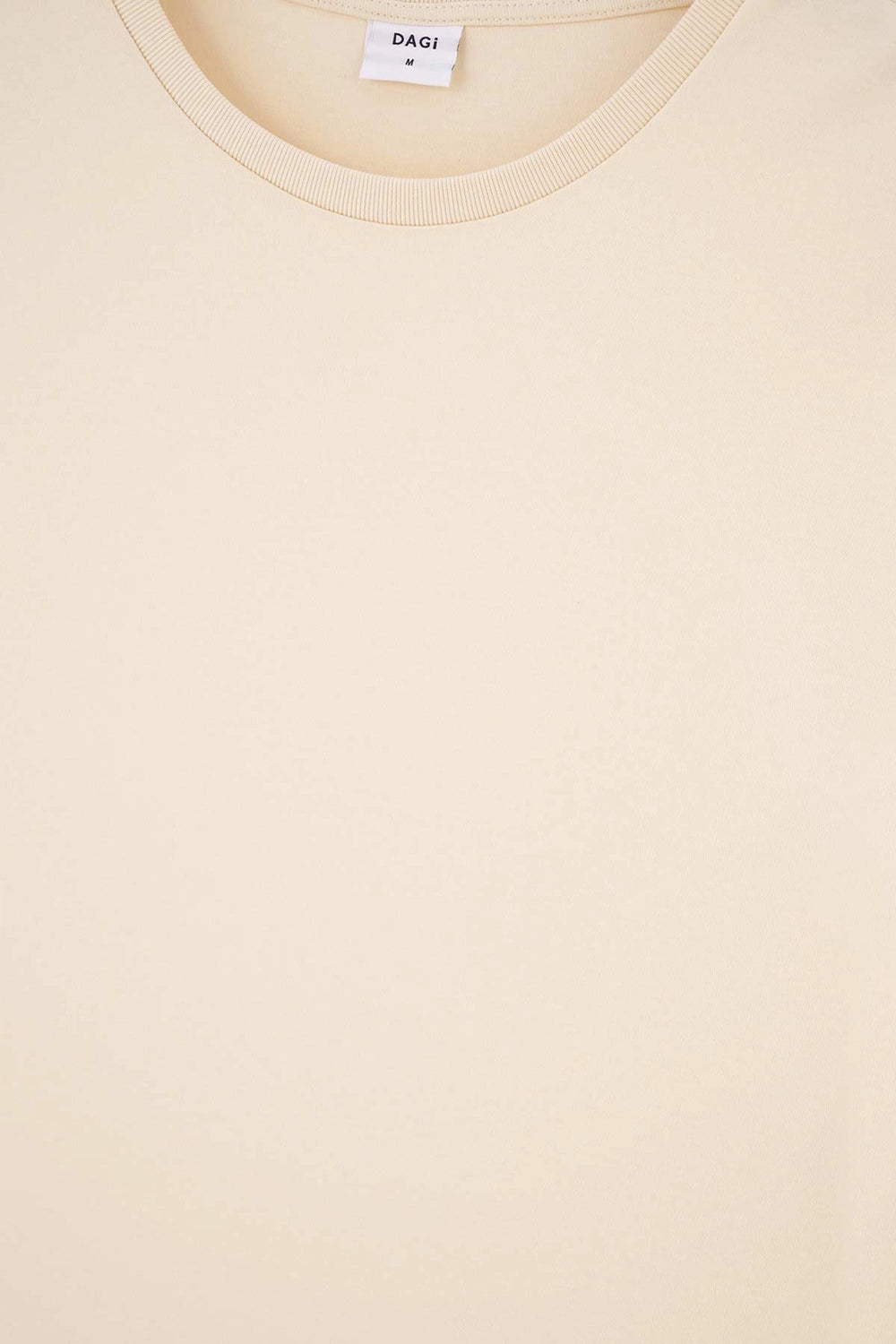 Ekru Bisiklet Yaka Interlok Pamuklu Kısa Kollu Tişört