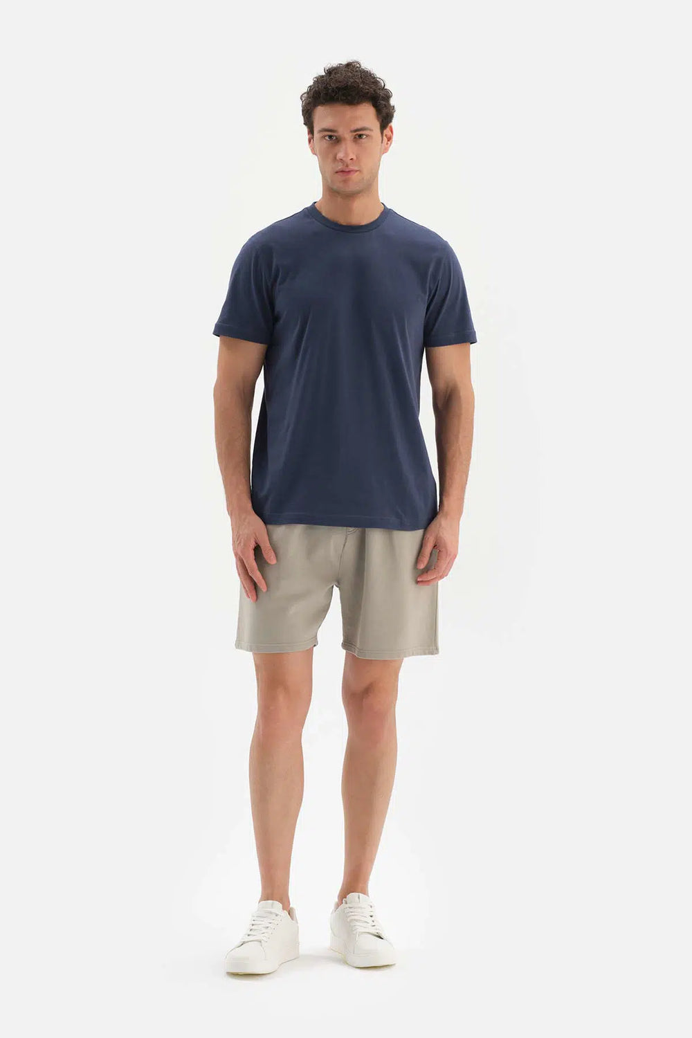 Bej Flamlı 3 Iplik Örme Şort