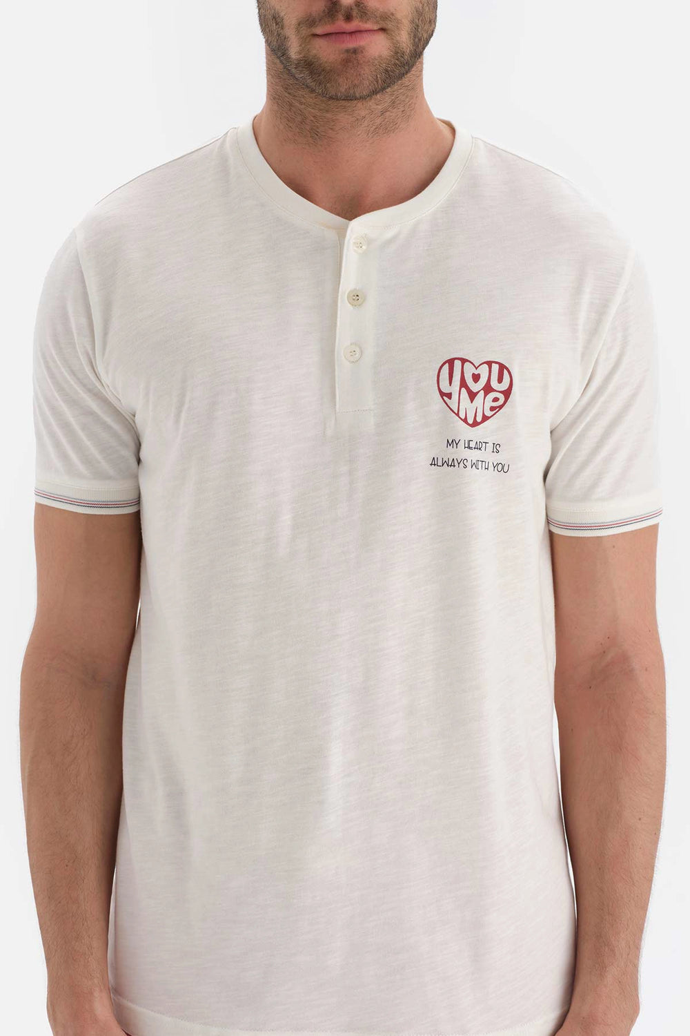 Ekru Baskılı Kısa Kol Pamuklu Şortlu Pijama Takımı