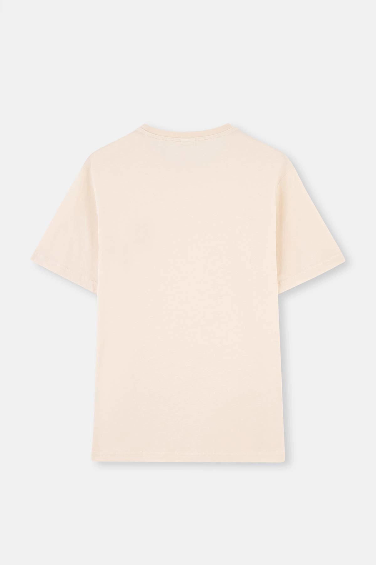 Ekru Baskı Detaylı Kısa Kollu Jogger Pijama Takımı