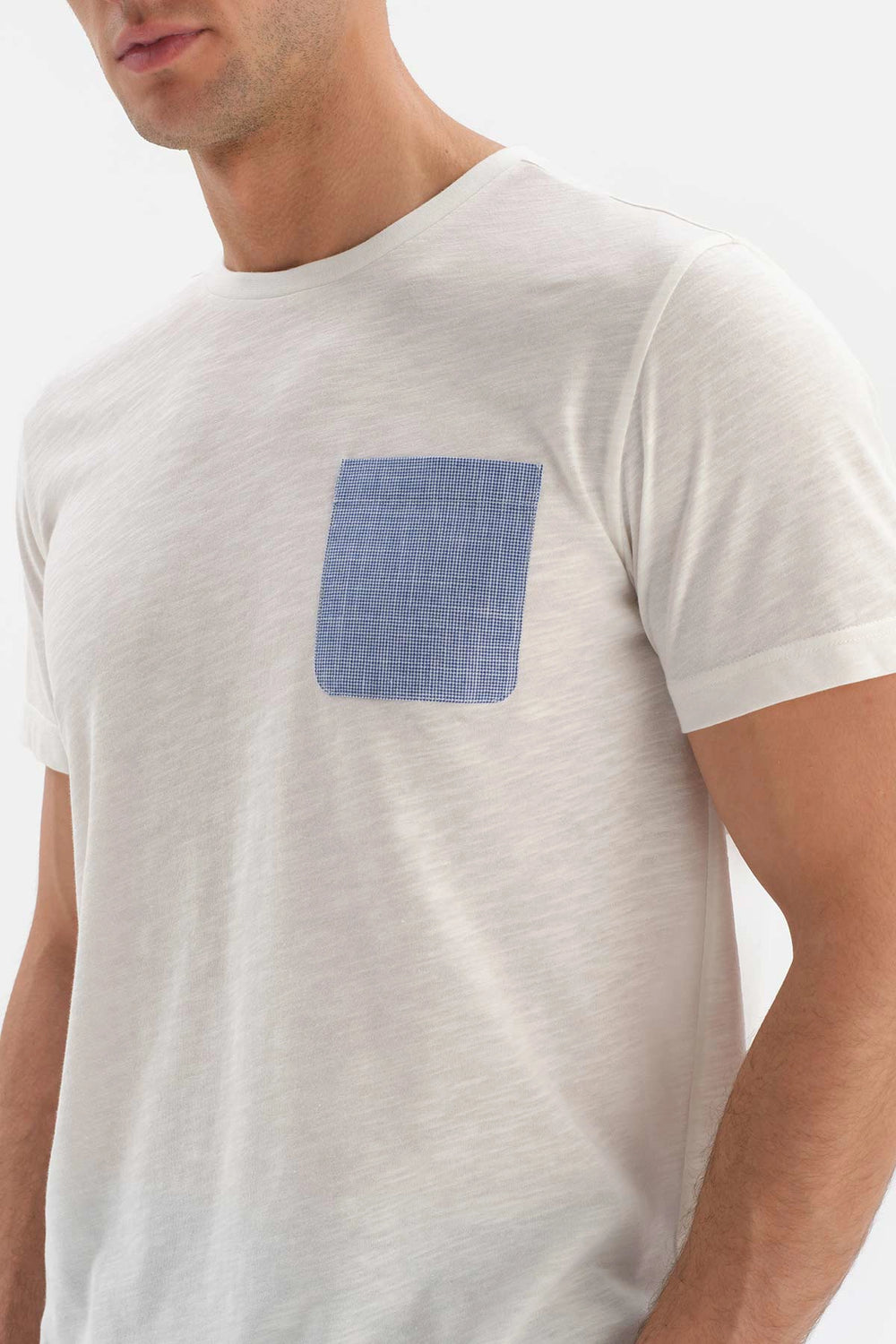 Beyaz Kısa Kol Cep Garnili Pamuklu Pijama Takımı