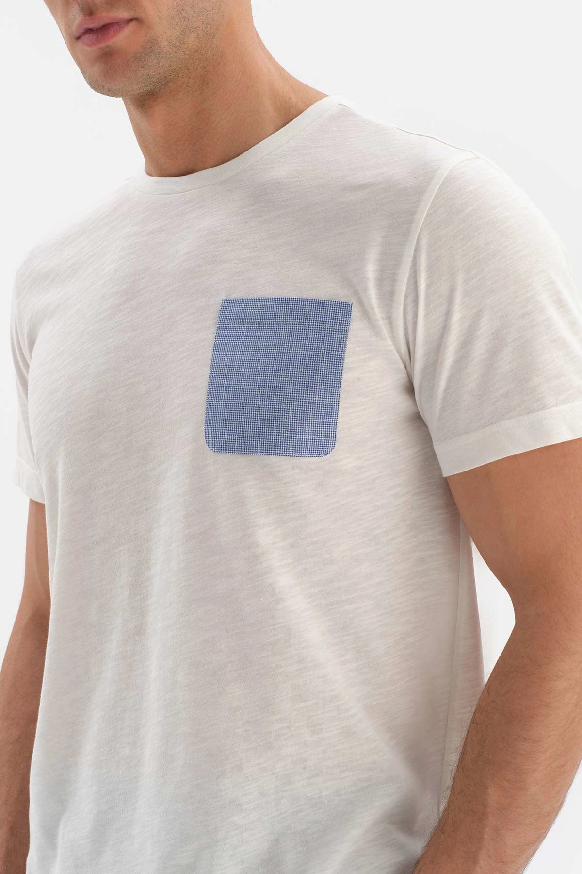 Beyaz Kısa Kol Cep Garnili Pamuklu Pijama Takımı