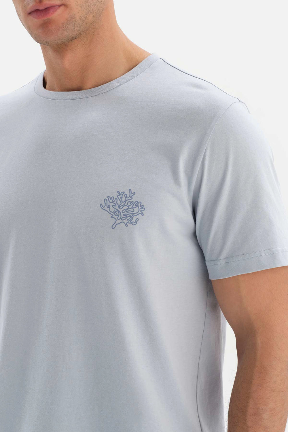 Açıkmavi Çizgili Kısa Kol Pamuklu Pijama Takımı