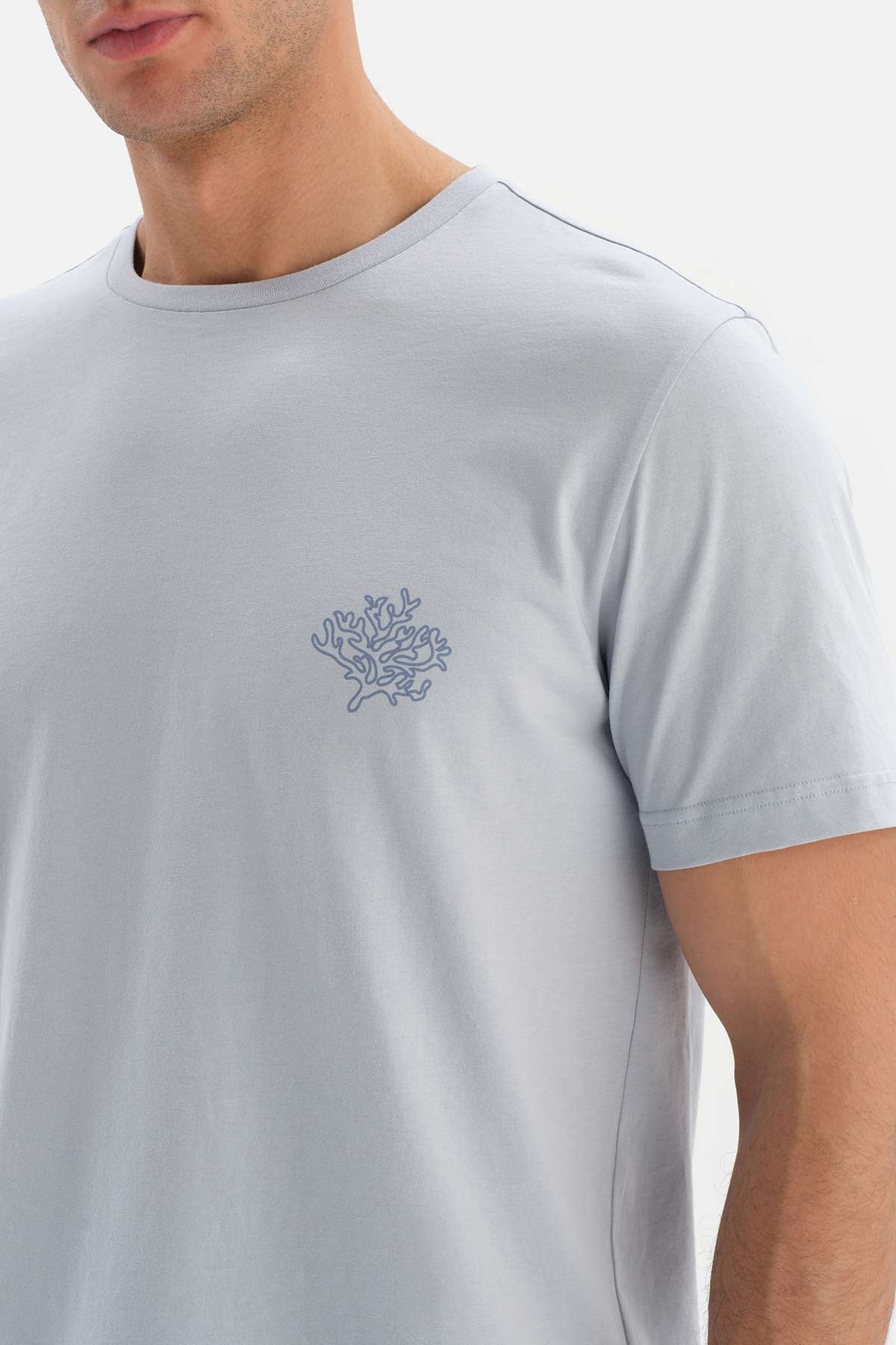 Açıkmavi Çizgili Kısa Kol Pamuklu Pijama Takımı