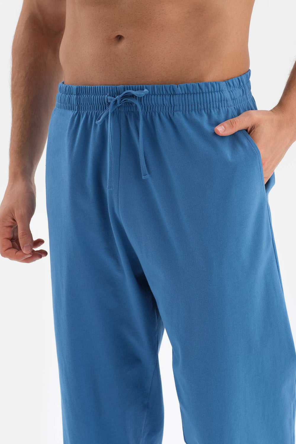 Lacivert Yarım Patlı Kısa Kollu Pamuk Modal Pijama Takımı